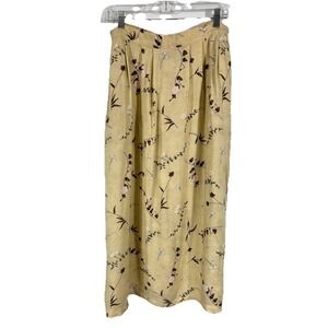 VTG Sag Harbor Maxi Floral Skirt L Rayon 90s Cottage Light Academia Herringbone